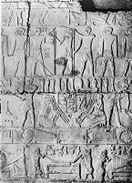 view M0011130: Egyptian relief from the tomb of Mereruka, Sakkara (Saqqara), showing metal workers and glass blowers at work