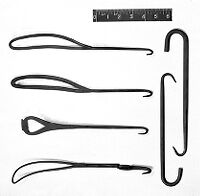 view M0011414: Replica obstetical instruments associated with the Chamberlen family