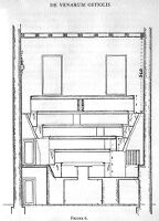 view M0011950: Reproduction of an architecturally drawn plan of the elevation of the anatomical theatre at Padua built by Girolamo Fabrici d'Acquapendente (1533-1619) in 1594