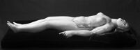 view M0012193: Photograph of a female anatomical wax model, close up of the head and torso from above with first layer removed to reveal the superficial structures beneath