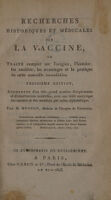 view Recherches historiques et médicales sur la vaccine, : ou traité complet sur l'origine, l'histoire, les variétés, les avantages et la pratique de cette nouvelle inoculation. / Par M. Husson.