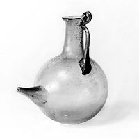 view M0014143: Small glass vessel found in Jerusalem, possibly Arabic