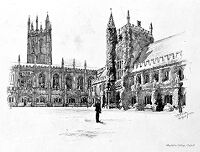 view M0013257: Drawing of Magdalen College, Oxford