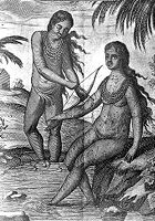view M0013098: Letting blood by piercing a patient's arm with an arrow.