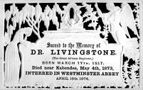view M0013488: Memorial card for David Livingstone