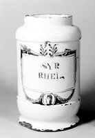 view M0013094: Delftware pharmacy jars, c.1850