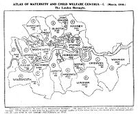 view M0013644: Map of maternity and child welfare centres in London