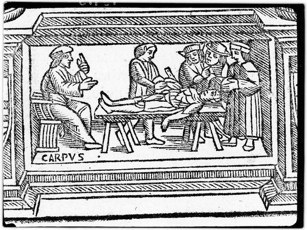 M0013913: Anatomical dissection by prosecutor with lecturer sitting apart, 1522