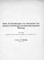 view M0013349: Title page of <i>Ueber die Beziehungen...</i>, 1898