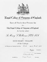 view M0013142: Honory fellow of the Royal College of Surgeons certificate awarded to Henry Wellcome