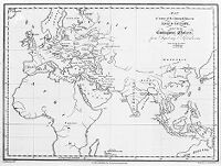 view M0012982: Map of Asia and Europe showing the spread of cholera