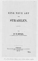 view M0013189: Titlepage from <i>Eine neue art von Strahlen</i>, 1895
