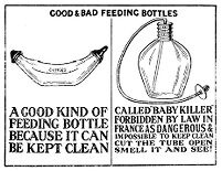 view M0013643: Poster showing good and bad feeding bottles.