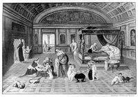 view M0013515: Drawing of a Venetian lying-in room