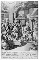 view M0013497: Illustration of the virgin birth showing child in cradle.