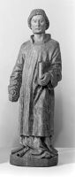 view M0014113: Statue of a saint, possibly Saint Luitfrid / M0014114: Statue of Saint Cyriaque (also Cyriacus)