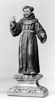 view M0014105: Statue of Saint Francis of Assisi / M0014106: Statue of a saint, probably Saint Francis of Assisi / M0014107: Statue of Saint Luke