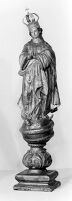 view M0014087: Statue of the Madonna trampling on a serpent whilst standing on the moon / M0014088: Statue of Saint Isodore of Madrid / M0014089: Statue of Saint Lucy (also Saint Lucia)