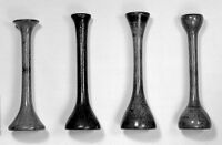view M0014337: Four stethoscopes, all appear to be modified versions of Billings, with solid conical earpieces, 19th century