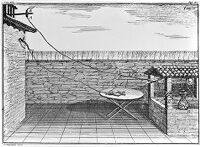 view M0014521: Experiments by Galvani: the effect of atmospheric electricity on a frog, muscle-nerve preparation