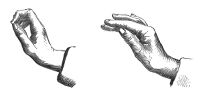 view M0014481: Illustration showing the position of the fingers and thumb when attempting to place them in the position for writing