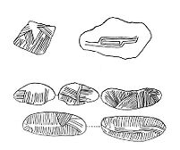 view M0015174: Illustration of Late Magdelenian inscribed pebbles