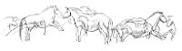 view M0015294: Illustration of a group of horses and one bison, Upper Palaeolithic.