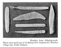 view M0015274: Illustration of Manden bone tools used in the preparation of stone implements, North Dakota