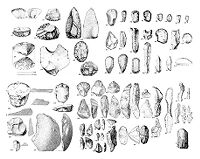 view M0015325: Illustration of a series of Lower, Middle and Upper Paleolithic scrapers