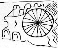 view M0015077: Neolithic-Bronze Age representation of solar symbols found on a dolmen, France