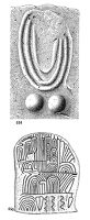 view M0015051: Illustration of Bronze Age sculptings on a boulder and slab in Scotland and France
