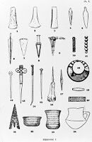 view M0015034: Illustration of Bronze Age Period II implements, ornaments and pottery