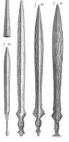 view M0015115: Illustration of a selection of Larnaudian bronze swords