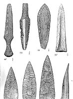 view M0015104: Illustration of Neolithic flint and bone daggers from Denmark and Switzerland