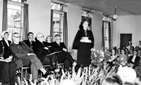 view M0015256: Miss Bolton speaking at an event to name the "Allen Daley Ward" at the Princess Mary's Hospital, Margate