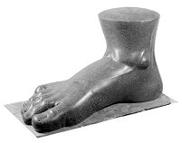 view M0015413: Large sculpted foot made of porphyry, Roman, 1st Century