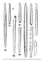 view M0015602: Illustration of barbed bone points of Maglemosean type from South East England