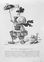 view M0015533: A woman extravagantly equipped to deal with the cholera epidemic