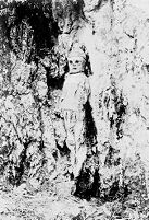 view M0015466: Human figure sculpted from limestone column in a Jamaican cave, prehistoric