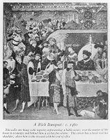 view M0015802: "A rich banquet", from Salzman: <i>English life in the middle ages</i> (1926)