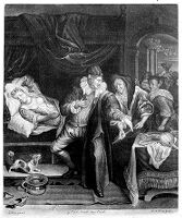 view M0015516: A physician examining a female patient, mezzotint