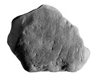 view M0016029: Naturally fractured stone resembling Palaeolithic implement