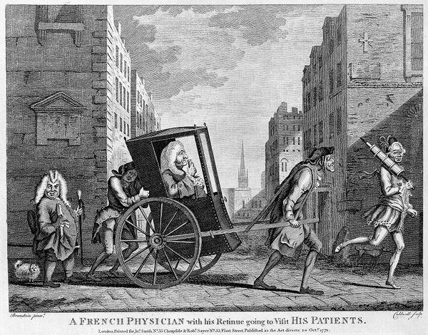 M0016375: French physician on his rounds, 1771