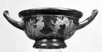 view M0016187EA: Greek Attic skyphos (wine cup),showing Eros pursuing a nymph on each side, 5th century BC