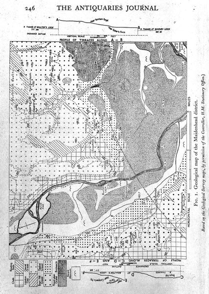 M0016957: Geological map of Maidenhead district showing the sites of various gravel-pits