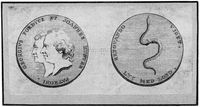 view M0016508: Illustration of both sides of a medallion showing the heads of George Fordyce and John Hunter
