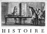 view M0016938: Illustration of two men studying mammalian generation, 1749