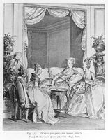 view M0017293: A woman reassuring a pregnant women, by J. M. Moreau