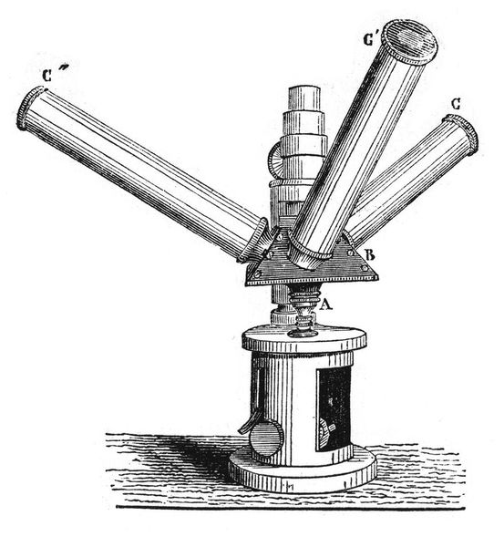 M0017608: Nachet's triple-microscope, 1859