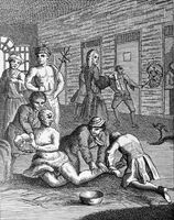 view M0017216: Ward in the Bethlem Hospital, 1882 / M0017217: Ward in the Bethlem Hospital, c.1745